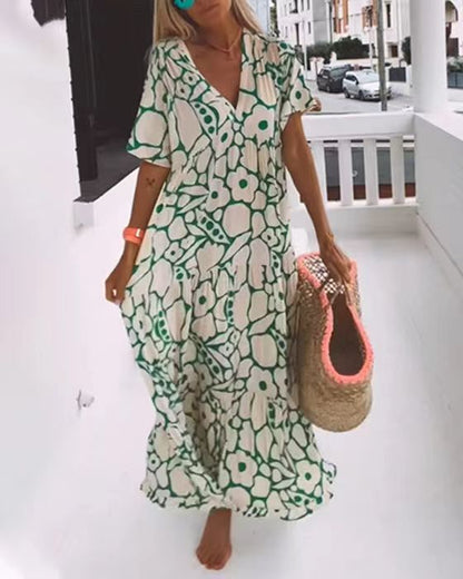 Dames Robe Maxi Florale Fluid Chic und Stil