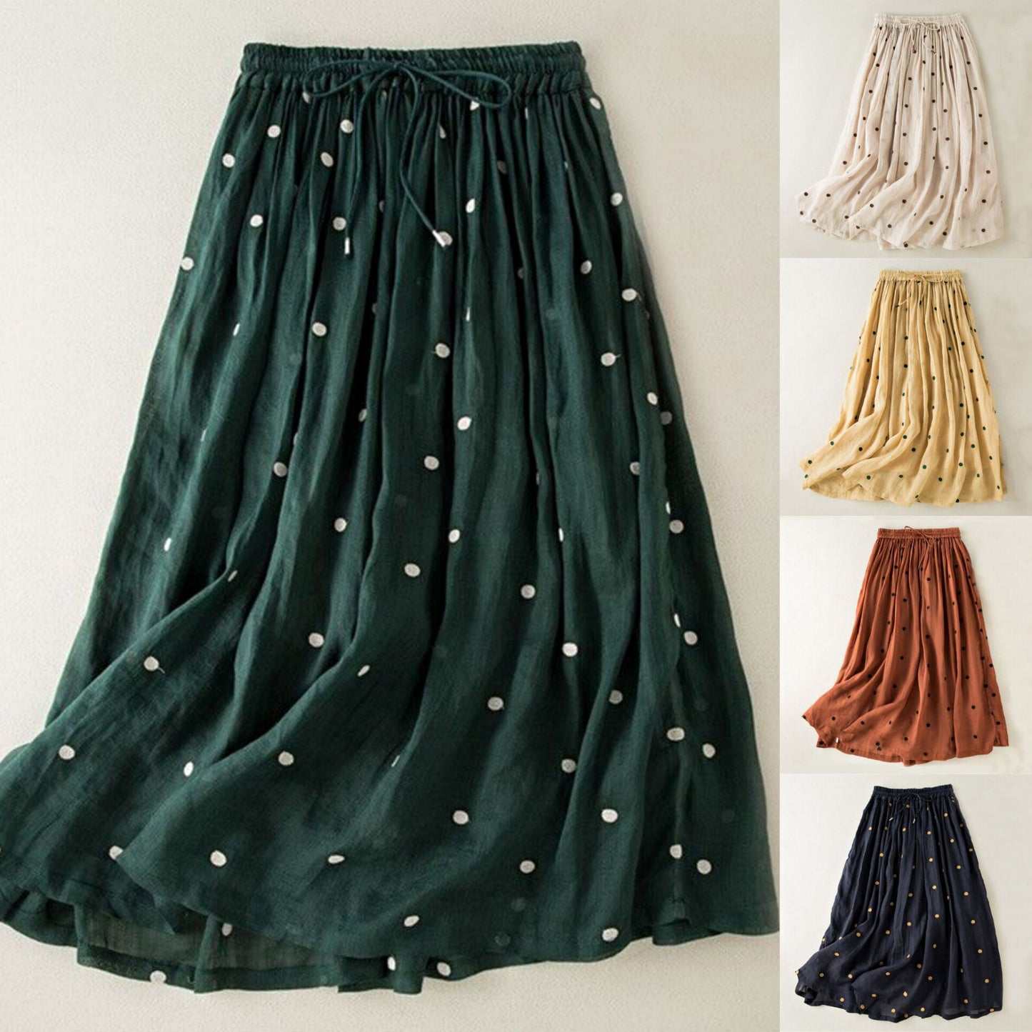 Dames Jupe longue et légère avec taille élastique et design à pois Chic und Stil