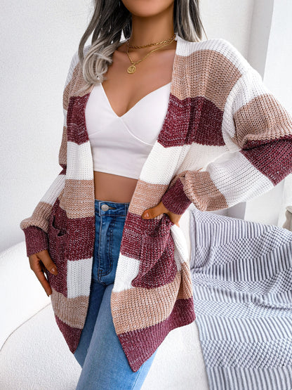Cardigan printemps pour femmes avec motif rayé et coupe confortable Chic und Stil