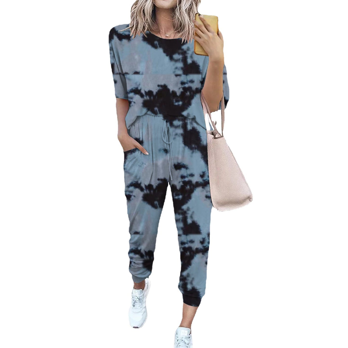 Dames combinaison décontractée légère avec un motif tie-dye frappant et des poches pratiques Chic und Stil