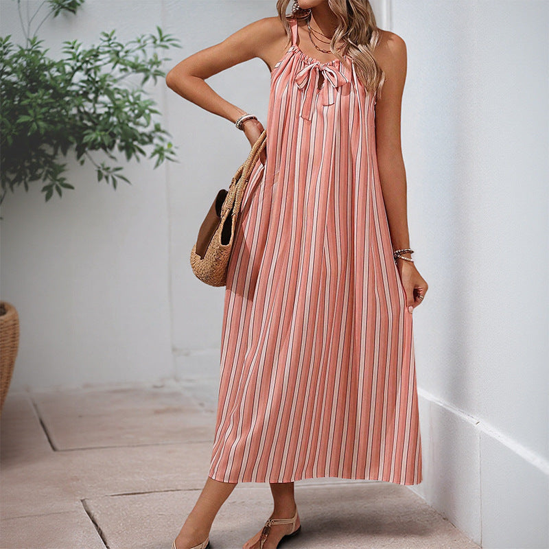 Robe d'été maxi rayée pour femme avec cordon ajustable Chic und Stil