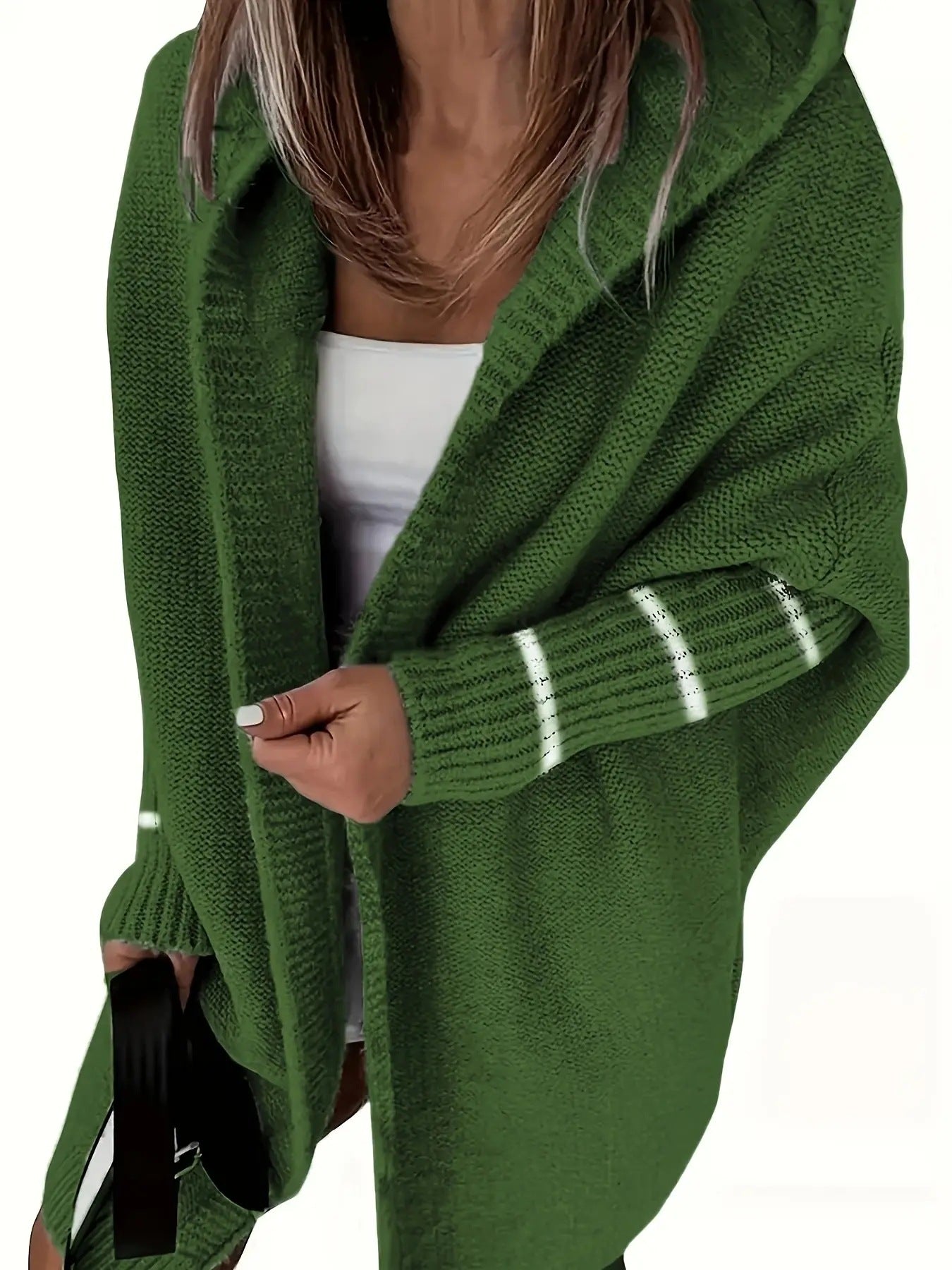 Chic und Stil | Women Cozy Cardigan with Hood and Loose-Fitting Design