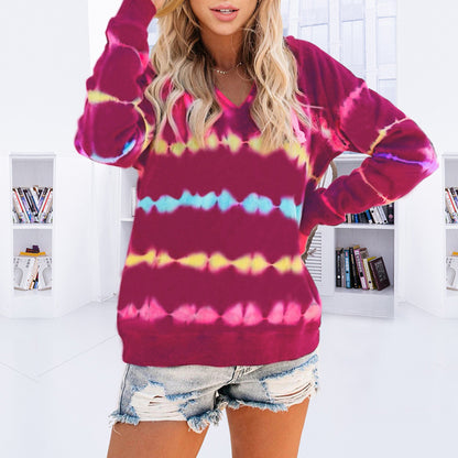 Pull femme décontracté à col en V dans un design tie-dye à la mode Chic und Stil