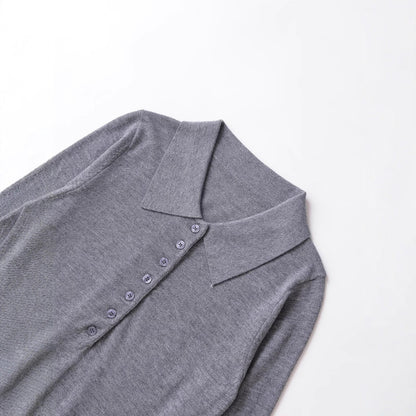 Pull femme à manches longues avec col polo et décolleté boutonnable Chic und Stil