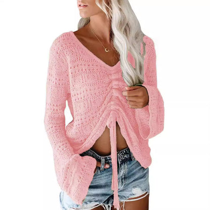 Femme pull à col V tendance avec fronces Chic und Stil