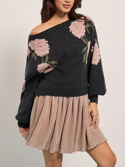 Pull en tricot décontracté pour femmes avec design floral Chic und Stil