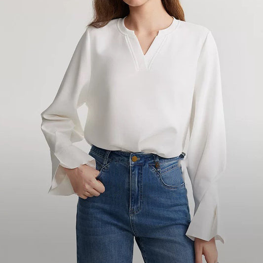 Blouse Femme Élégante à Manches Longues V-Cou Chic und Stil