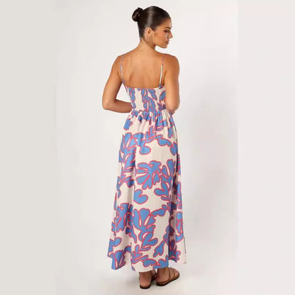 Dames Robe Maxi Florale Fluide Chic und Stil