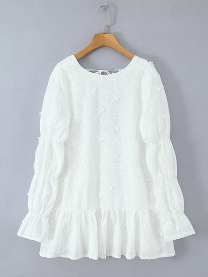 Robe tunique aérienne pour femmes avec broderies florales et ourlet en dentelle Chic und Stil