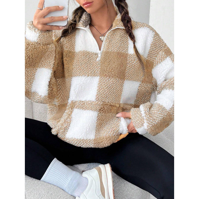 Femme pull en fleece douillet avec col haut Chic und Stil