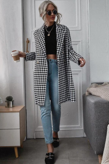 Dames Élégante Veste en Laine À Carreaux Chic und Stil