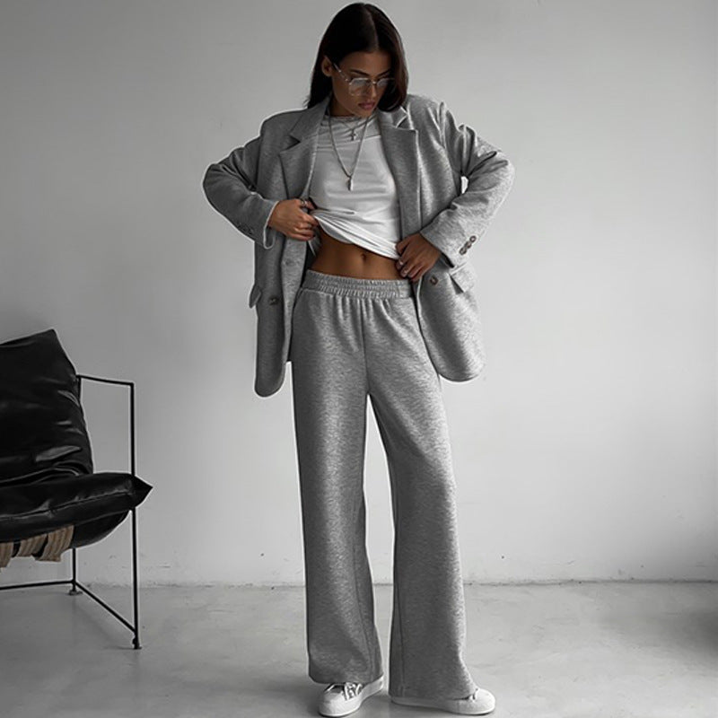 Dames élégant et décontracté ensemble deux pièces avec blazer surdimensionné et pantalon ample Chic und Stil