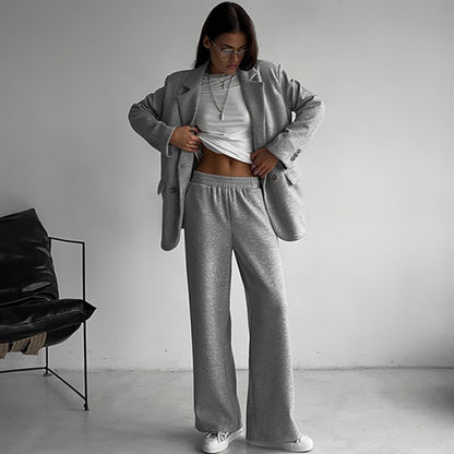 Dames élégant et décontracté ensemble deux pièces avec blazer surdimensionné et pantalon ample Chic und Stil