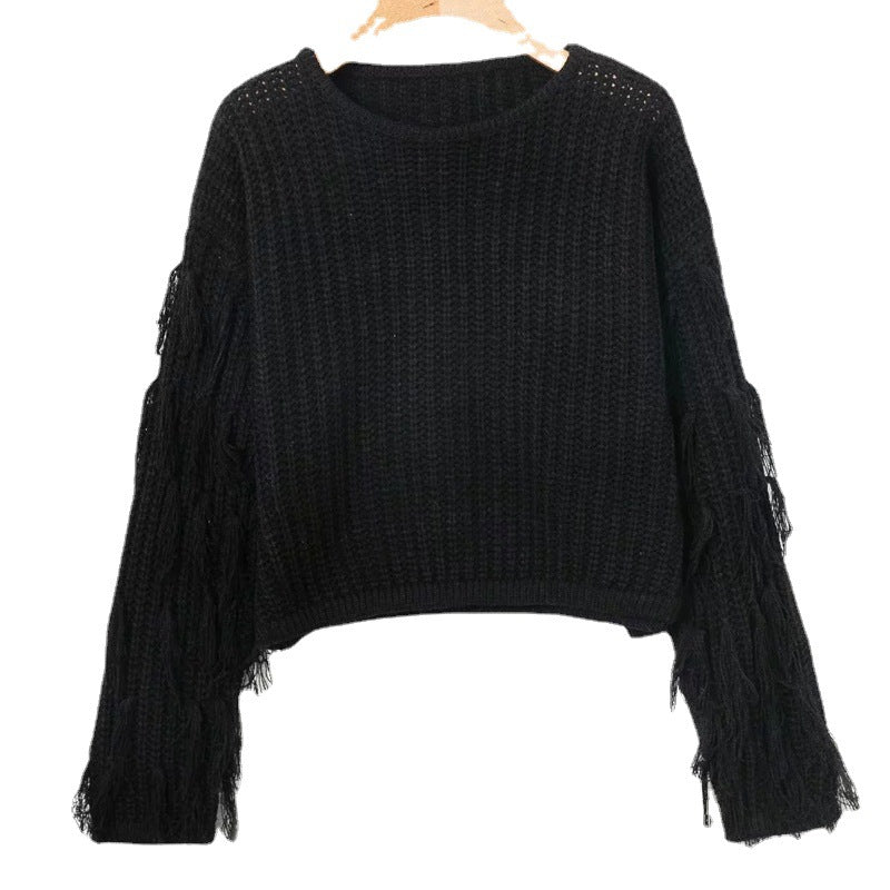 pull femme avec des manches à franges texturées Chic und Stil