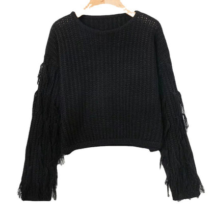 pull femme avec des manches à franges texturées Chic und Stil