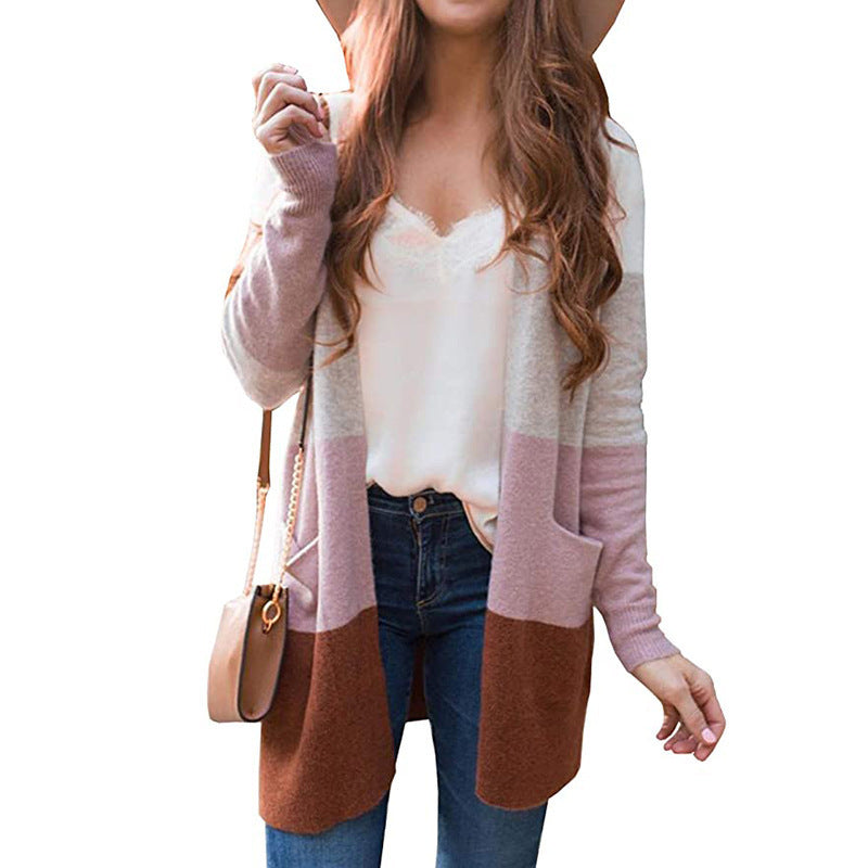 Veste en tricot pour femmes avec design en coloris bloc et poches pratiques Chic und Stil