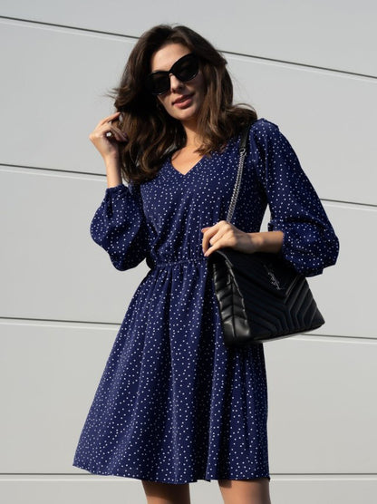 Robe décontractée pour femmes avec décolleté en V et manches bouffantes Chic und Stil