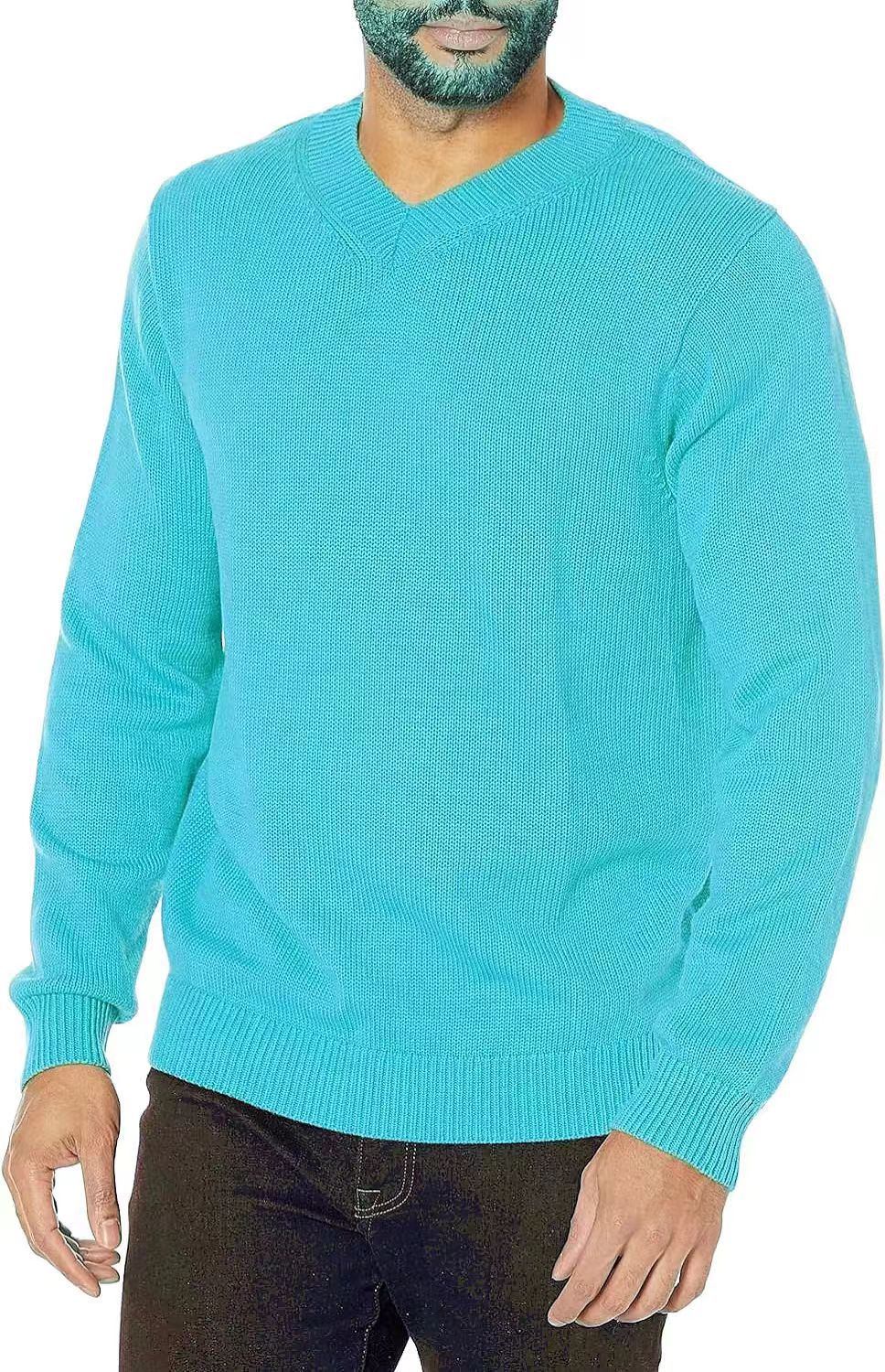 Pull en V à col pour hommes en tricot fin Chic und Stil