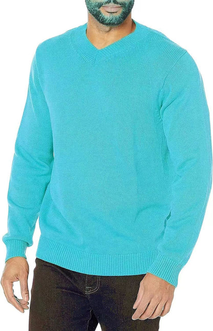Pull en V à col pour hommes en tricot fin Chic und Stil