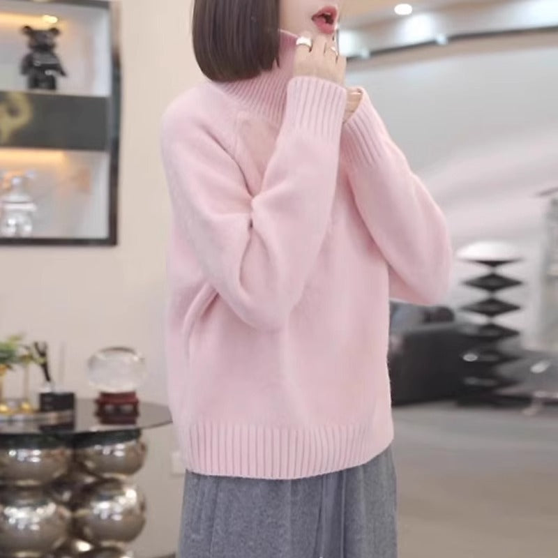 Pull en tricot pour femmes avec col haut et fermeture éclair pratique Chic und Stil
