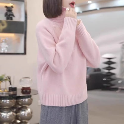 Pull en tricot pour femmes avec col haut et fermeture éclair pratique Chic und Stil