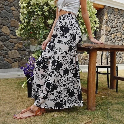 Chic and Style Women's Wide Leg Beach Pants with Floral Pattern