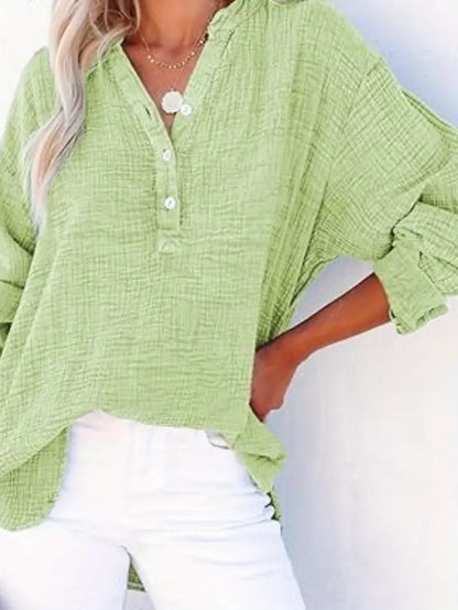 Chemise en coton décontractée pour femmes avec patte de boutonnage Chic und Stil