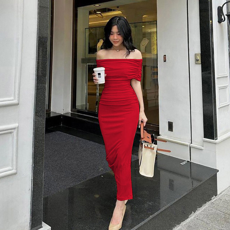 Dames Élégante Robe Portefeuille avec Design Off-Shoulder Chic und Stil