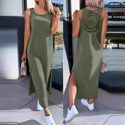 Robe maxi à dos en crochet pour dames Chic und Stil