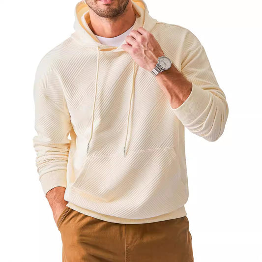 Pull à capuche pour hommes avec design texturé et poche kangourou pratique Chic und Stil