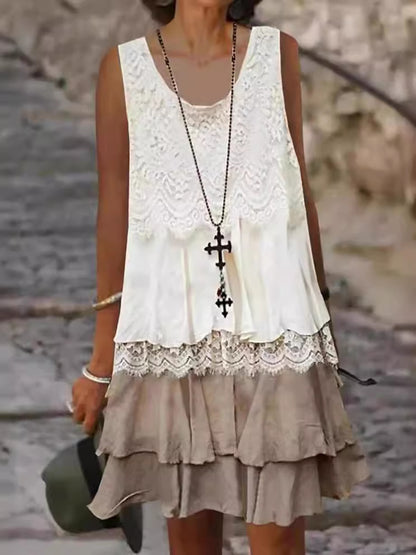 Robe en chiffon fluide pour femmes avec accents en dentelle et coupe décontractée Chic und Stil