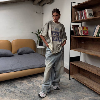 Baggy jeans for women with innovative drawstring Chic and Style