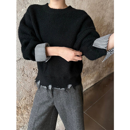 Pull over size ample décontracté pour femmes avec ourlet individuel Chic und Stil