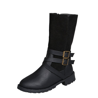 Bottes élégantes pour dames avec un design de bandage croisé à la mode et une semelle robuste Chic und Stil