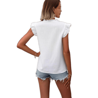 Blouse à manches volant brodée pour femmes Chic und Stil