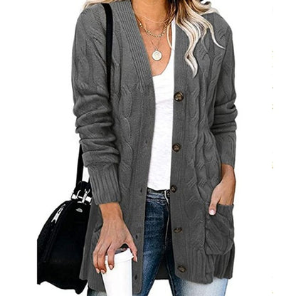 Cardigan en tricot grossier pour femmes avec des détails de boutons et des poches pratiques Chic und Stil