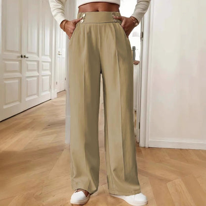 Elegant and airy high-waisted pants for women with wide legs and practical pockets Chic and Style