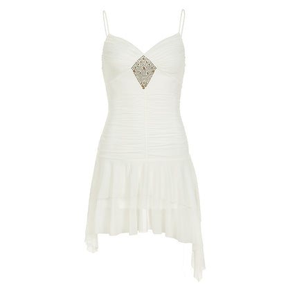 Dames Robe de soirée élégante avec des détails en volants et des bijoux scintillants Chic und Stil