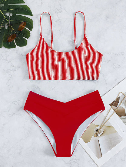 Dames Ensemble de bikini bralette rayé élégant Chic und Stil