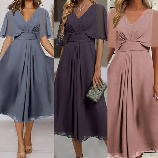 Robe midi fluide à décolleté en V pour femmes Chic und Stil
