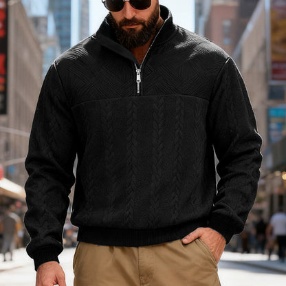 Fleece pullover for men with half-zip and textured pattern Chic und Stil