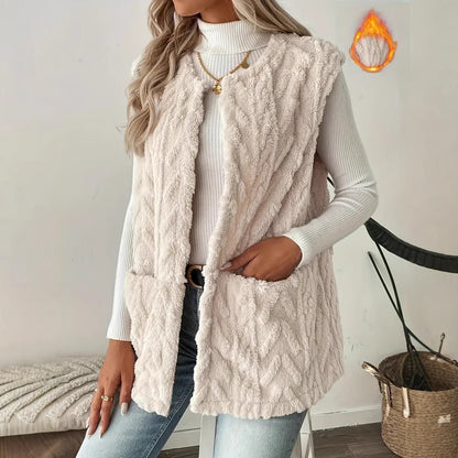 Dames Gilet Douillet avec Design Texturé Chic und Stil