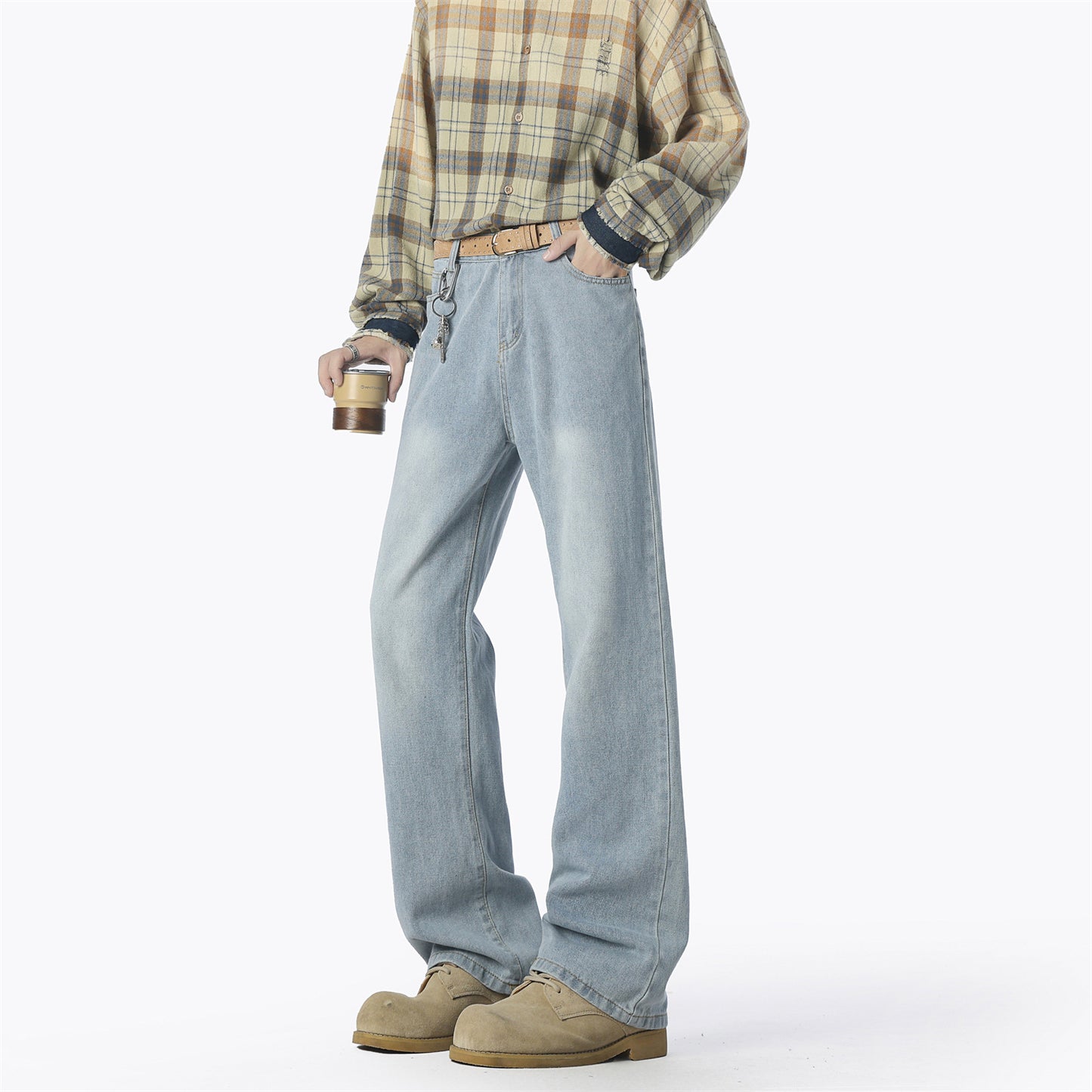 Casual denim pants for men wide cut Chic and Style