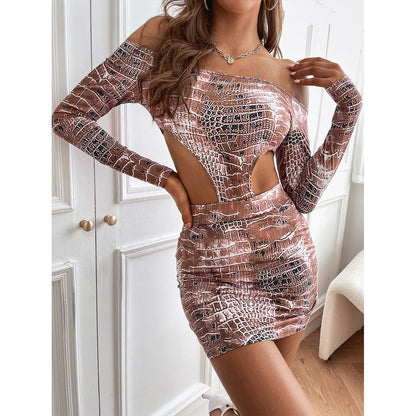 Robe minuscule sexy pour femme avec dos ouvert et design crocodile Chic und Stil