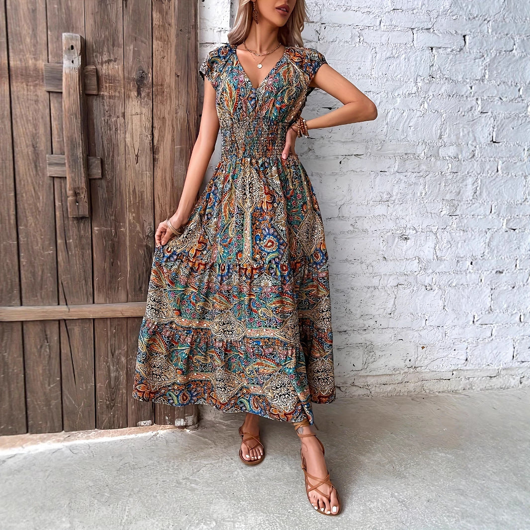 Robe maxi paisley imprimé boho Chic und Stil