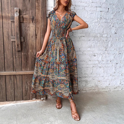 Robe maxi paisley imprimé boho Chic und Stil