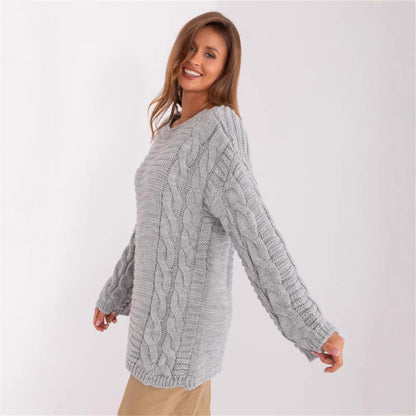Pull femme en grosse maille avec un motif de torsades moderne et des manches larges Chic und Stil