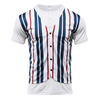 Chemise à manches courtes tendance pour hommes avec patte de boutonnage cachée et motif rayé Chic und Stil
