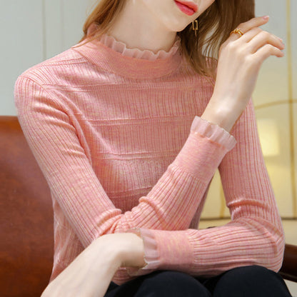 Pull en tricot pour femmes avec ourlet à volants élégant et texture fine Chic und Stil