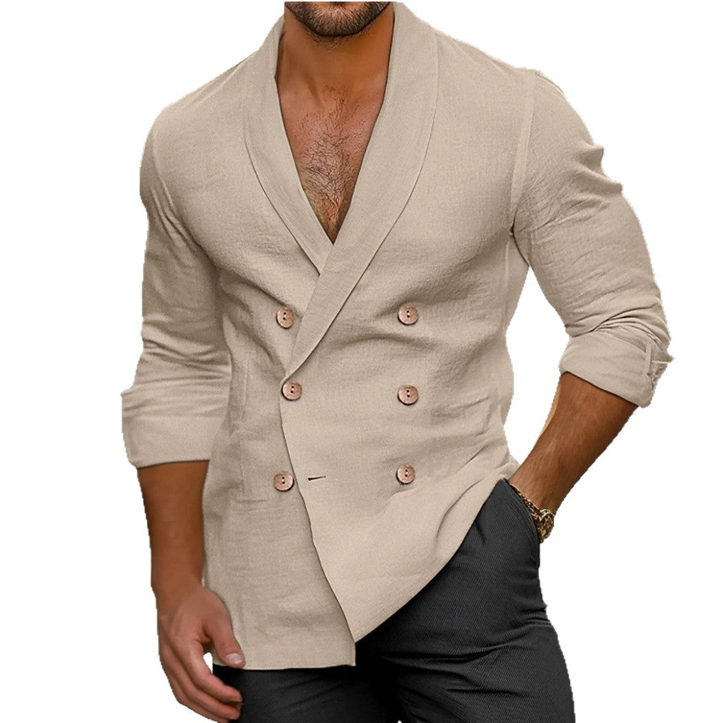 Blazer en lin élégant pour hommes avec coupe moderne et double boutonnage Chic und Stil
